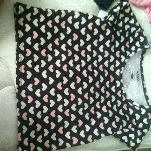 crop top, black with pink and white hearts